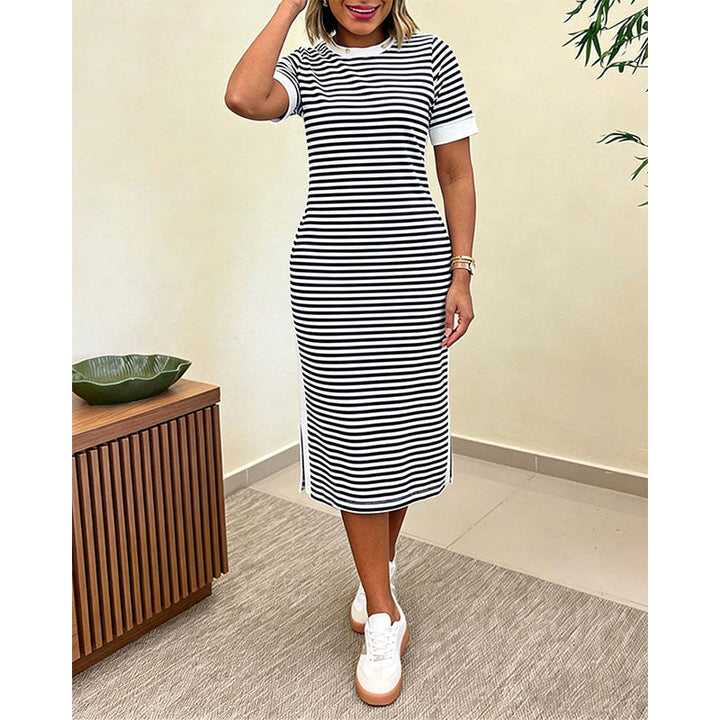 Reeva - Gestreiftes Midikleid mit Softtouch-Finish