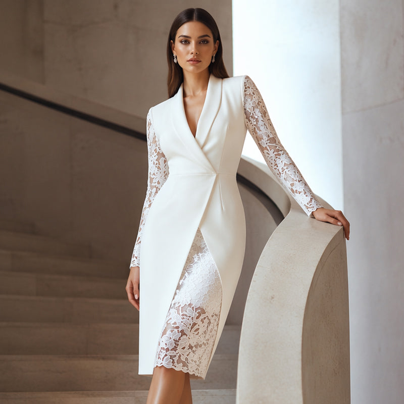 Saravelle - Elegantes Midikleid mit Spitzenärmeln