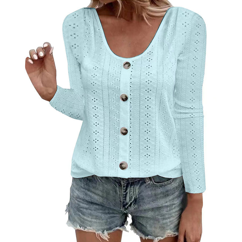Aelwen - Bluse mit Rundhalsausschnitt und weichem Griff