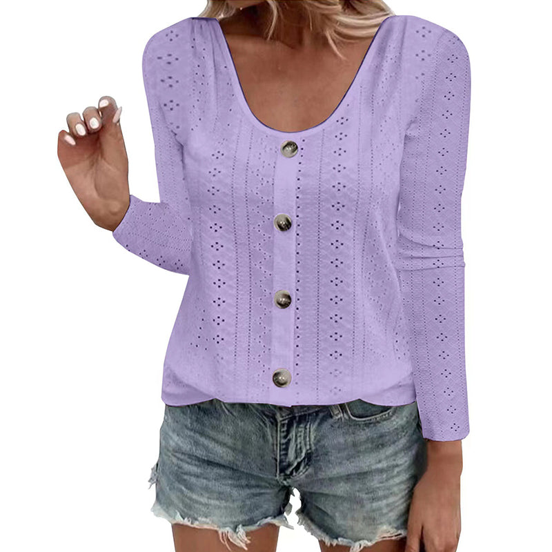 Aelwen - Bluse mit Rundhalsausschnitt und weichem Griff