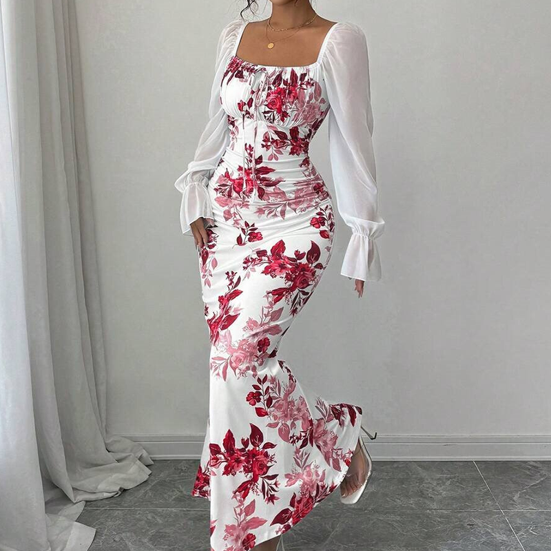 Noevalle - Florales Softtouch-Meerjungfrau-Kleid
