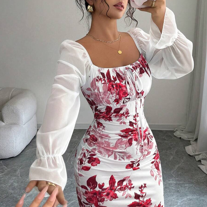 Noevalle - Florales Softtouch-Meerjungfrau-Kleid