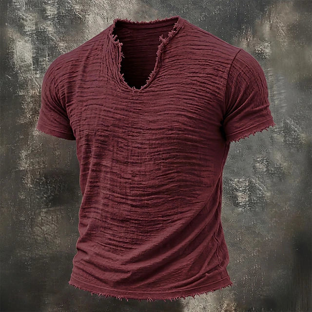 Jarrett - Strukturiertes T-Shirt mit V-Ausschnitt