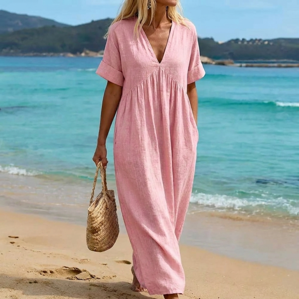 Paige - Soft-Touch-Leinen-Maxikleid