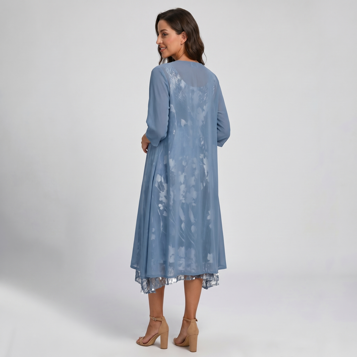 Delavelle - Elegantes, mehrlagiges Midikleid-Set