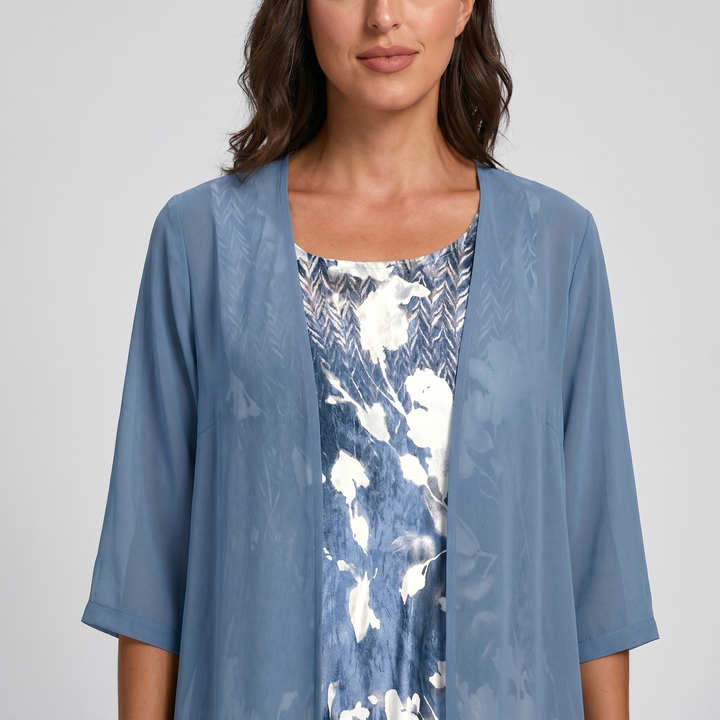 Delavelle - Elegantes, mehrlagiges Midikleid-Set