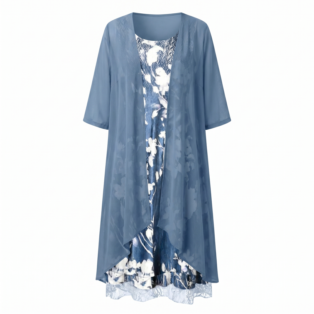 Delavelle - Elegantes, mehrlagiges Midikleid-Set