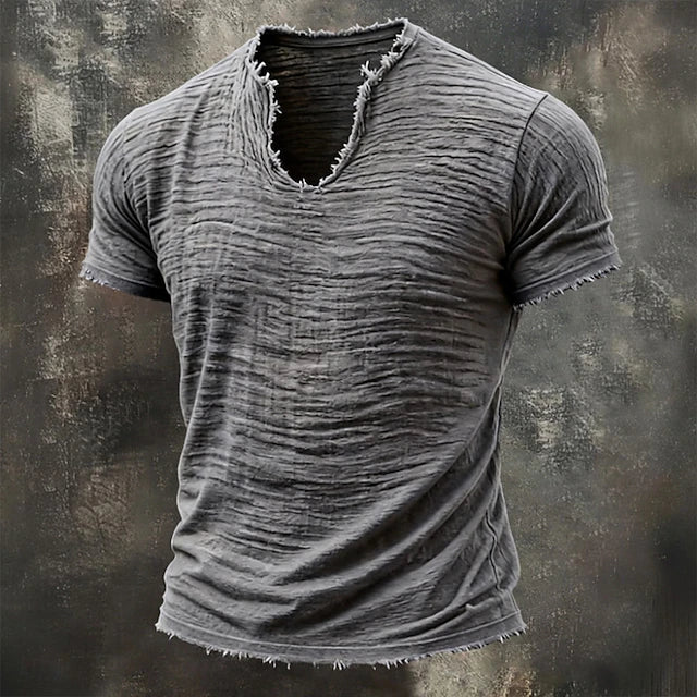 Jarrett - Strukturiertes T-Shirt mit V-Ausschnitt