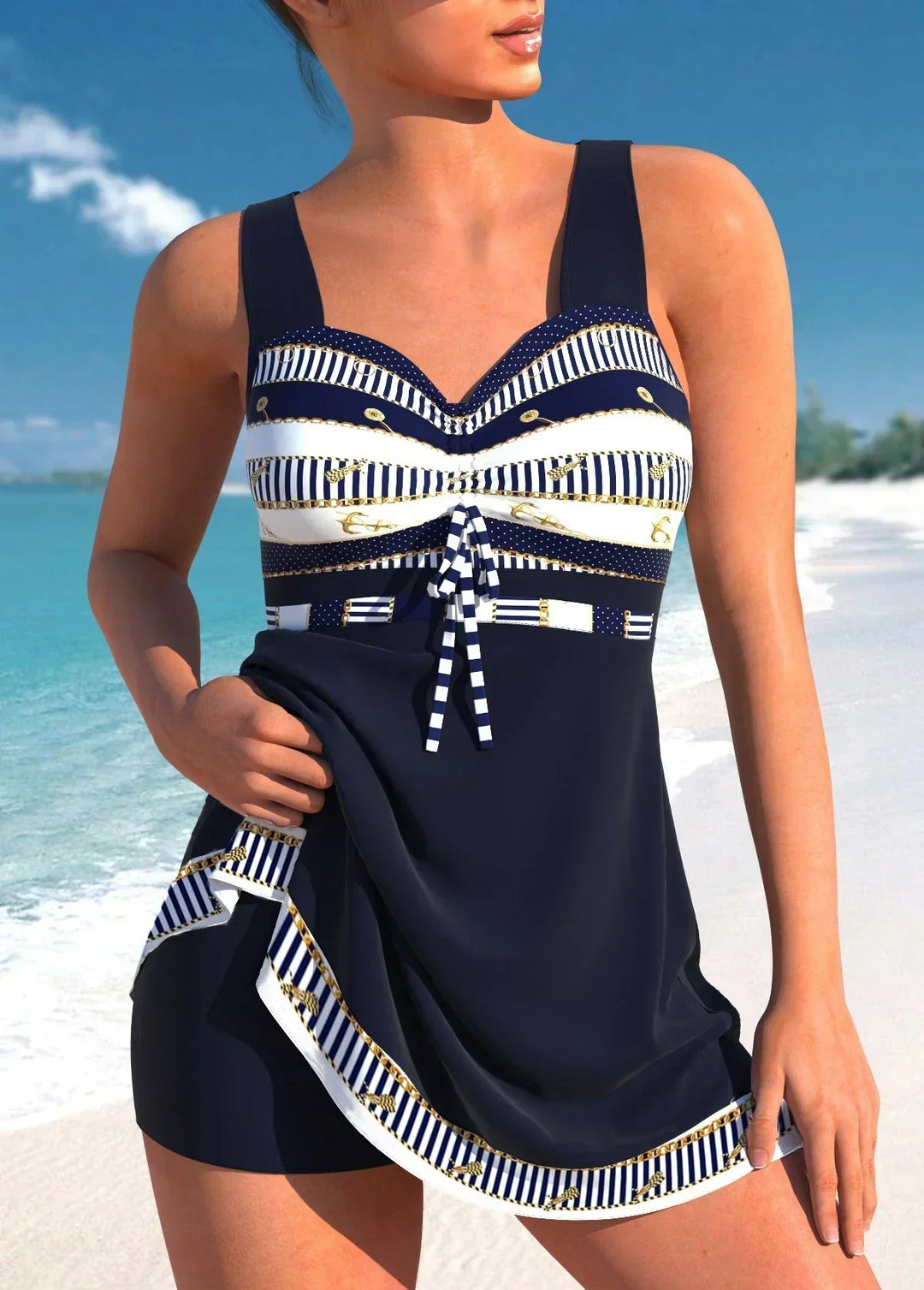 Blossom - Set aus Bade-Kleid und Shorts mit Ozean-Print